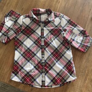 Plaid women button down shirt